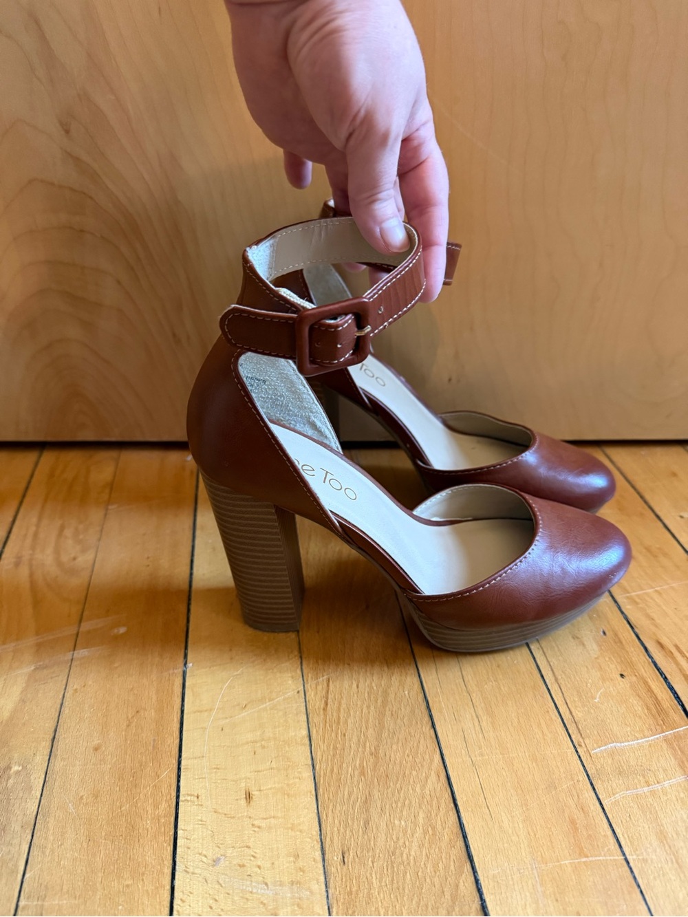 Women’s Brown Ankle-Strap Platform Heels